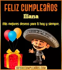 GIF Feliz cumpleaños con mariachi Iliana